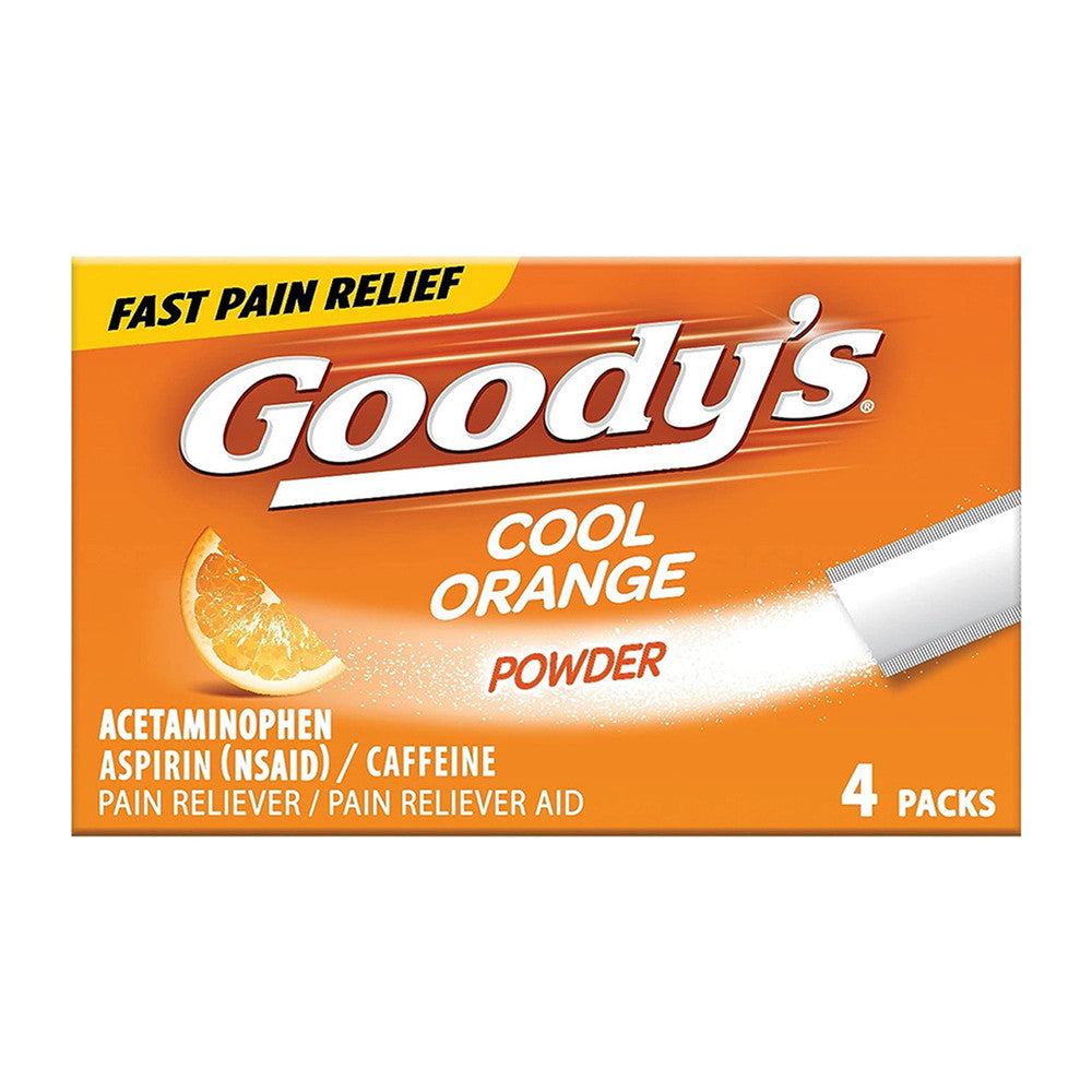 Goodys Extra Strength Headache Powder, Cool Orange Flavor, Dissolve Packs, 4 Ea